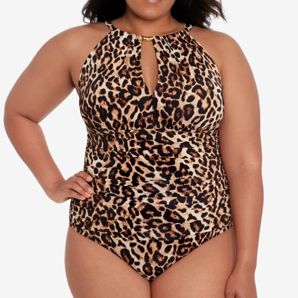 Lauren Ralph Lauren Plus Size High-Neck One-Piece Swimsuit